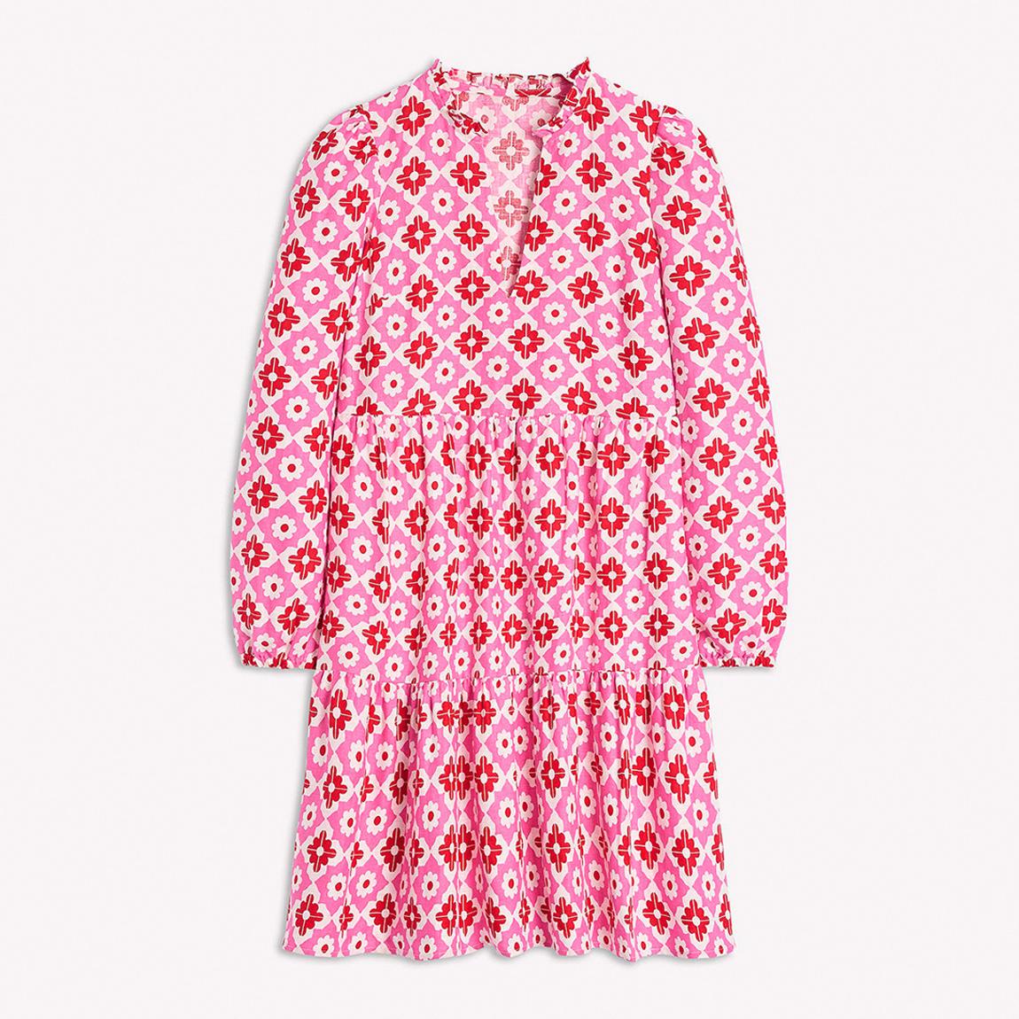 Boden Pink Esme Geometric Linen Mini Dress - BrandAlley