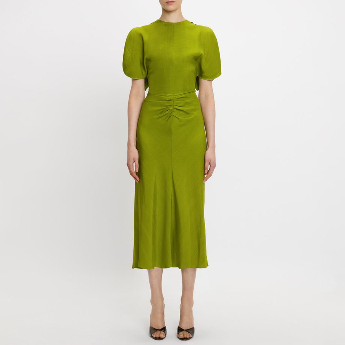 Green Gathered Waist Midi Dress Green Gathered Waist Midi Dress