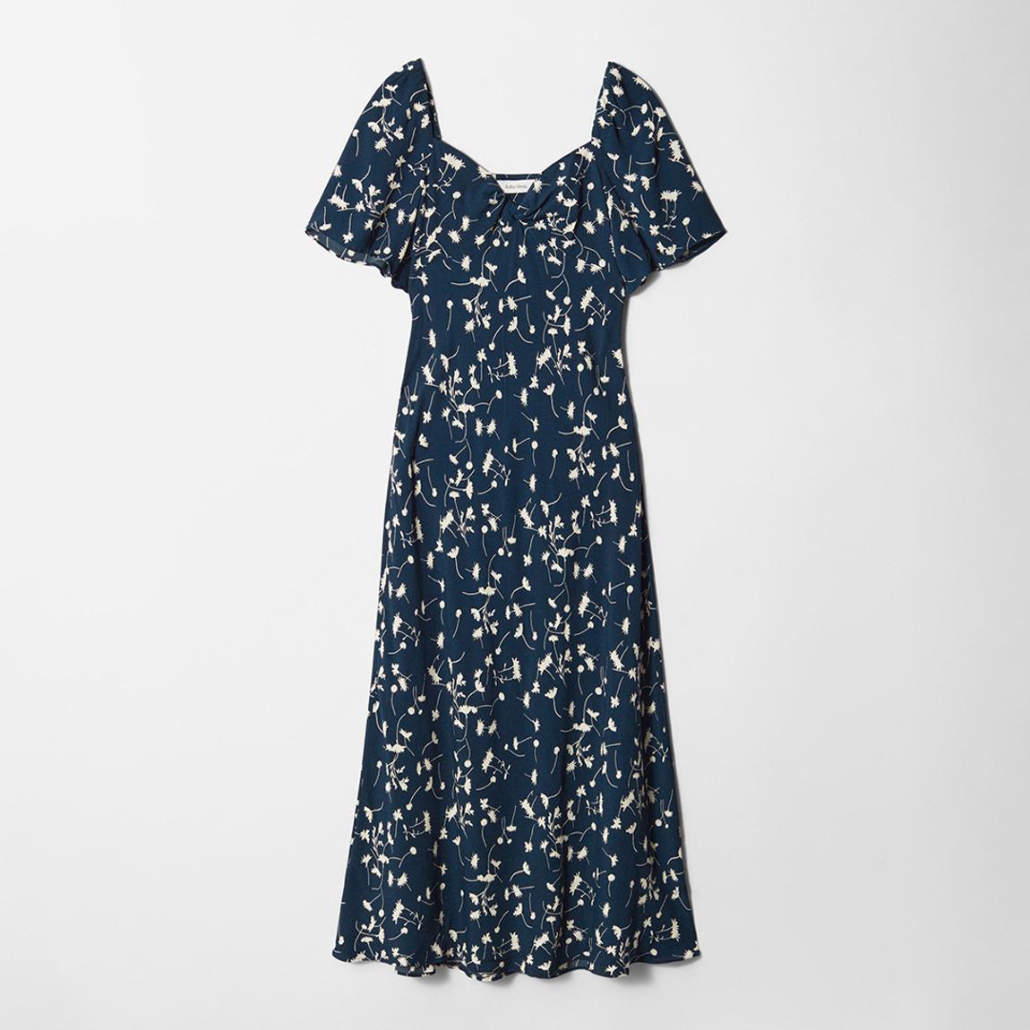 & other stories blue floral dress & Other Stories Blue Floral Keyhole Ruffle Long Sleeve Mini Shift Dres –  Brie main image 1