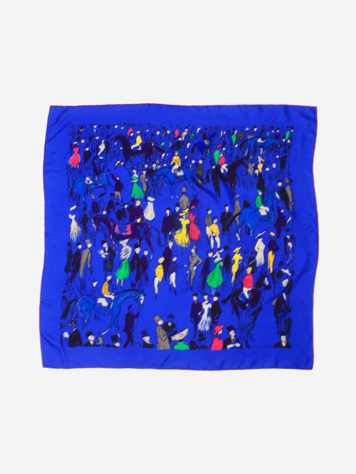 Blue silk printed scarf main product photo