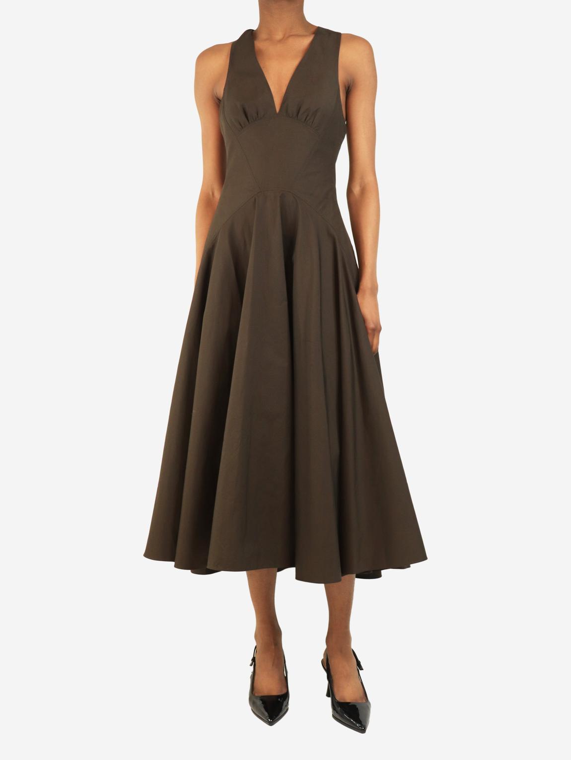 Pre-Loved Alaia Brown criss-cross back strap sleeveless midi dress -  BrandAlley