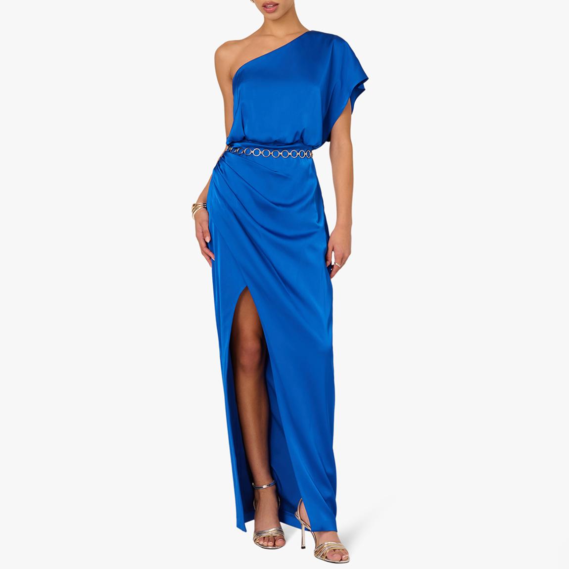 Adrianna Papell Dark Cobalt Stretch Satin Maxi Dress - BrandAlley