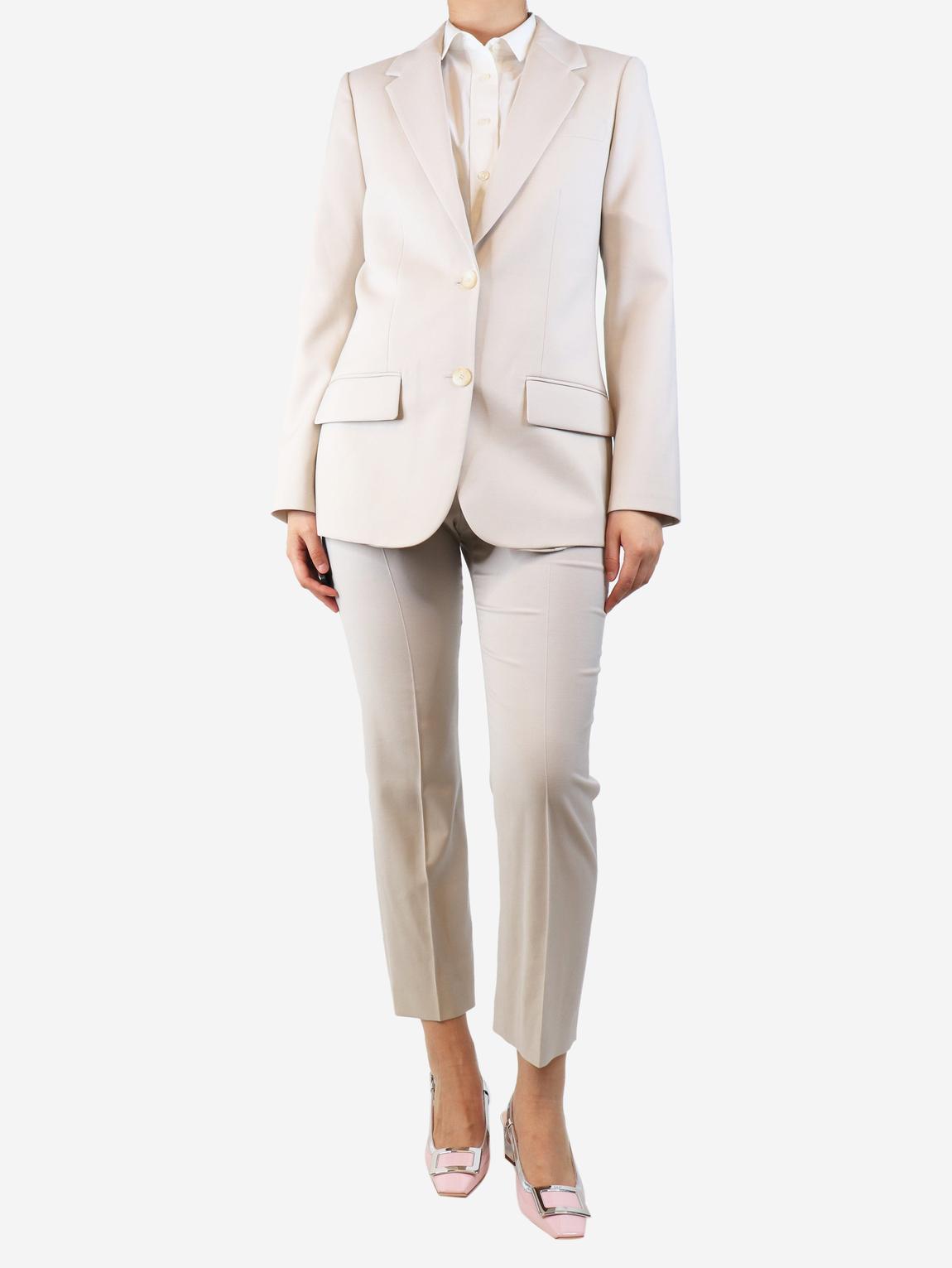 Neutral two-piece wool suit set main product photo