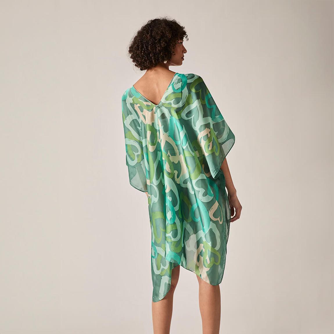 James Lakeland Green Heart Print Kaftan - BrandAlley