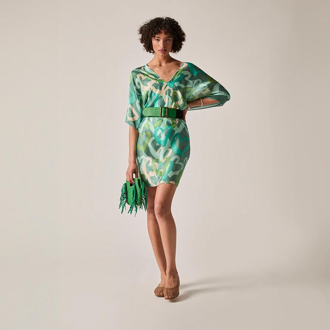 James Lakeland Green Heart Print Kaftan - BrandAlley