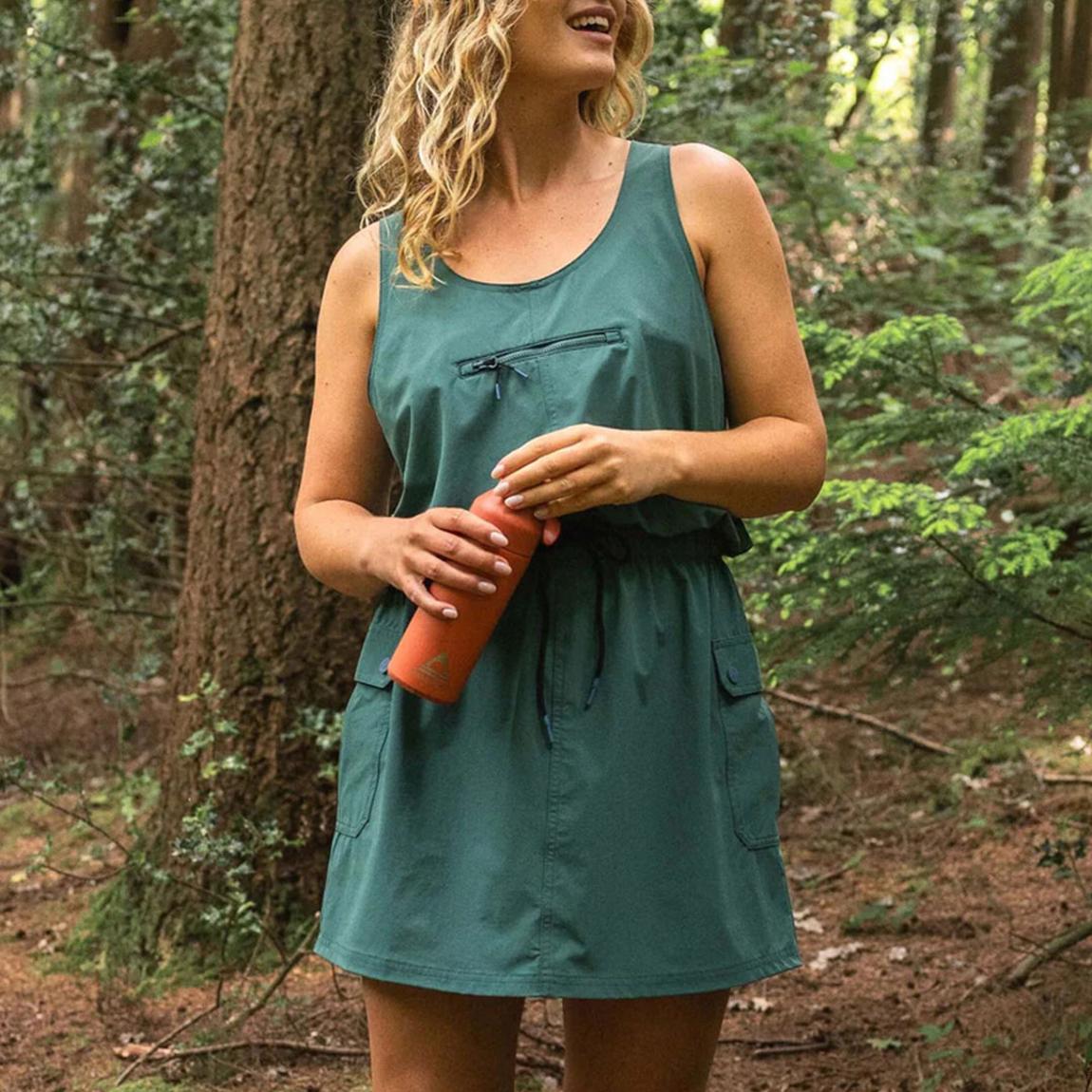 red corduroy mini dress Rose Red Corduroy Sleeveless Mini Dress With Patched Pockets Rose Red / L / 100%Polyester