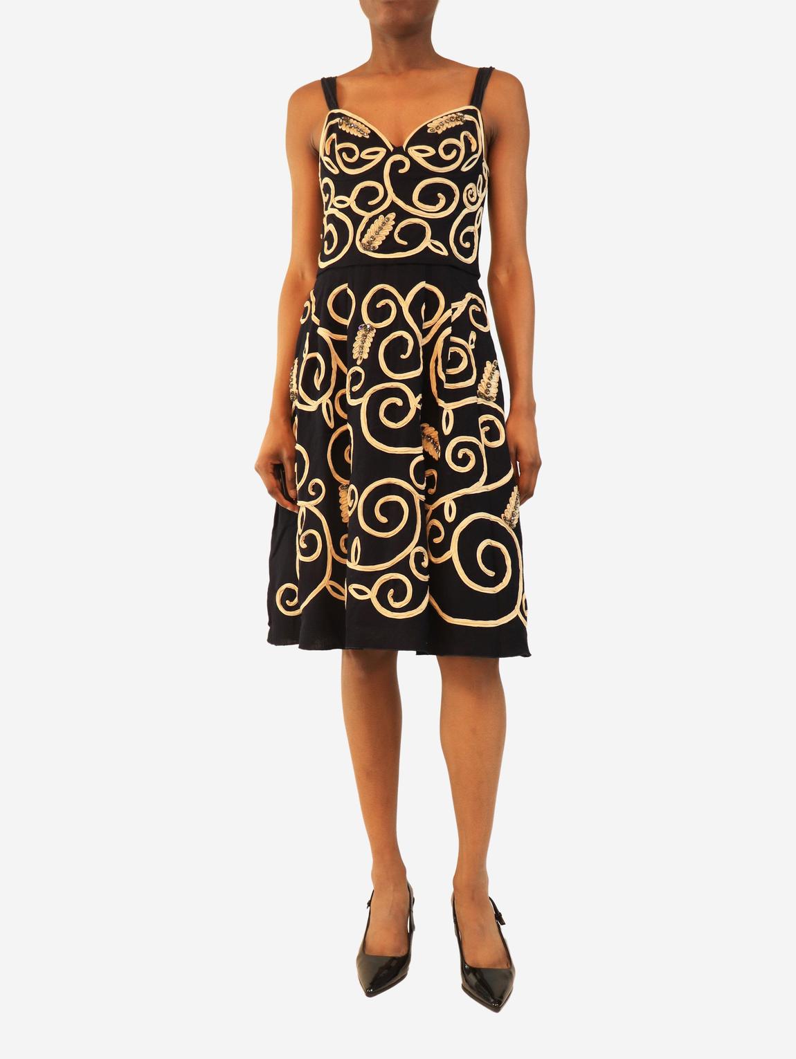 Pre-Loved Louis Vuitton Navy and beige embroidered cocktail dress - BrandAlley Pre-Loved Louis Vuitton Navy and beige embroidered cocktail dress - BrandAlley