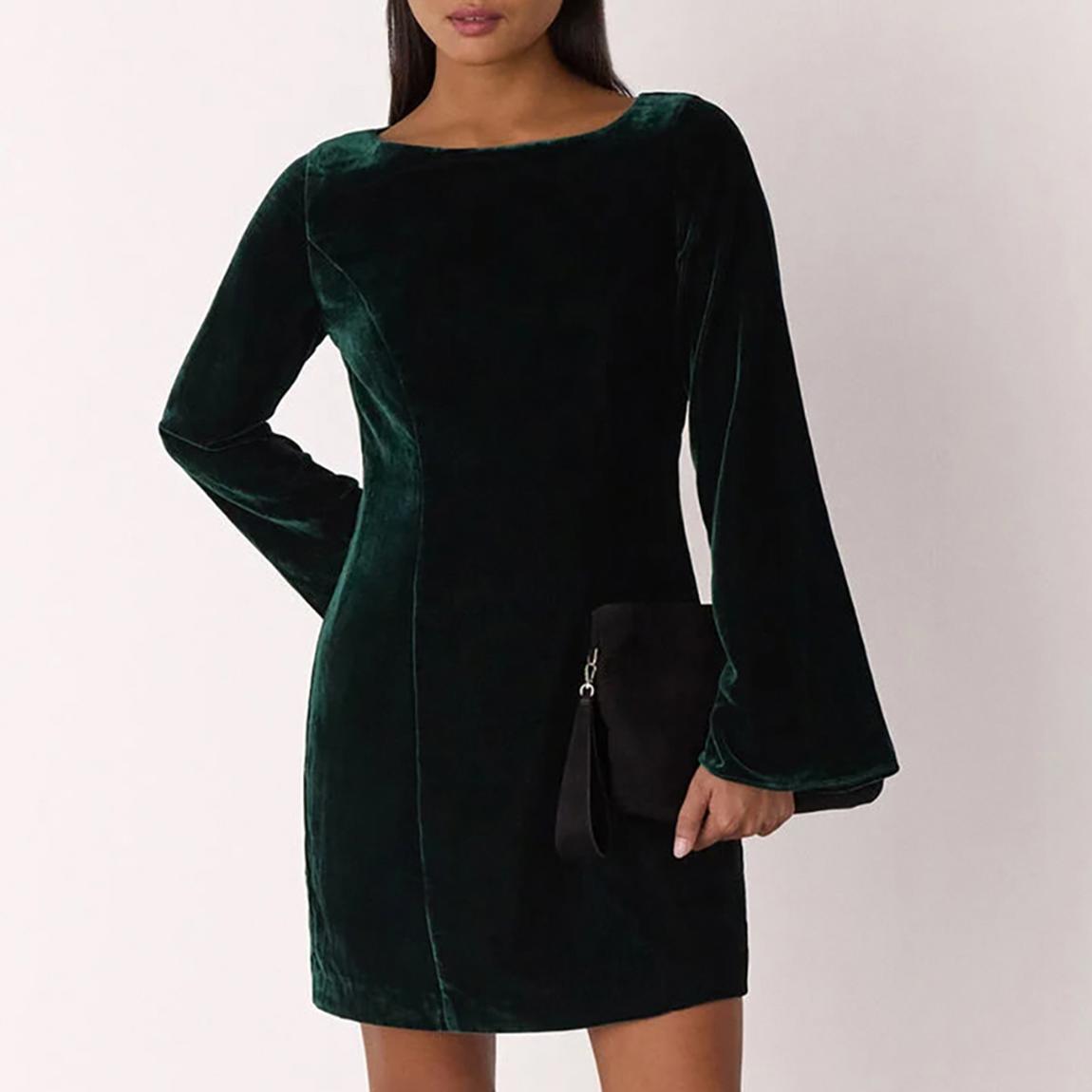 zara green geometric dress Forest Green Sequin Sleeveless Mini Dress main image 0