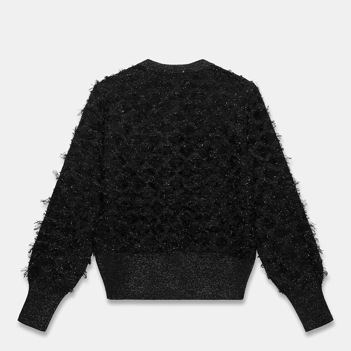 Mint Velvet Black V Neck Textured Wool Blend Cardigan - BrandAlley