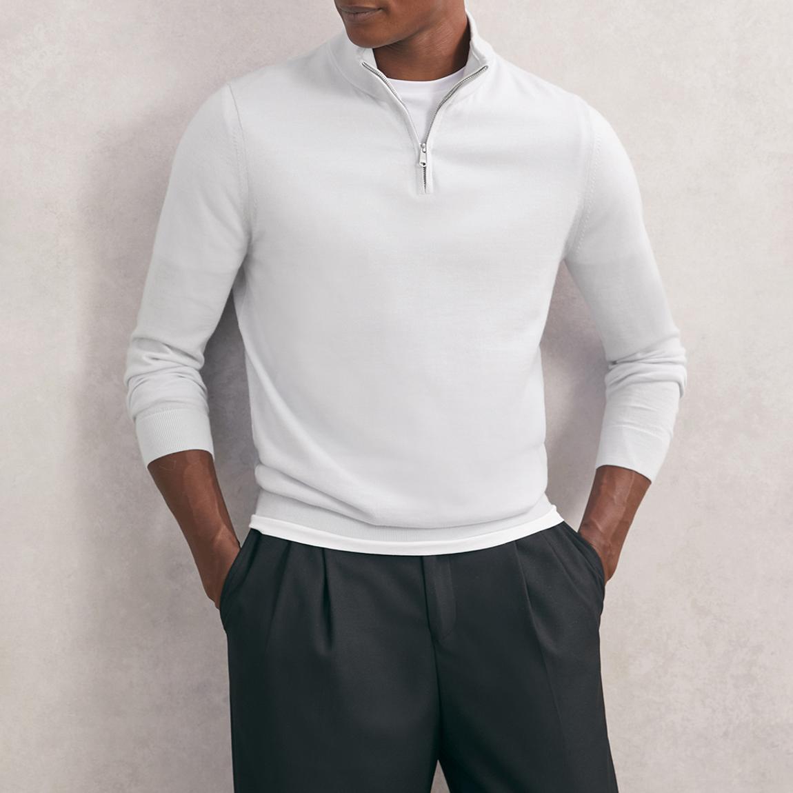 Reiss Ice Blue Blackhall Half Zip Jumper - BrandAlley