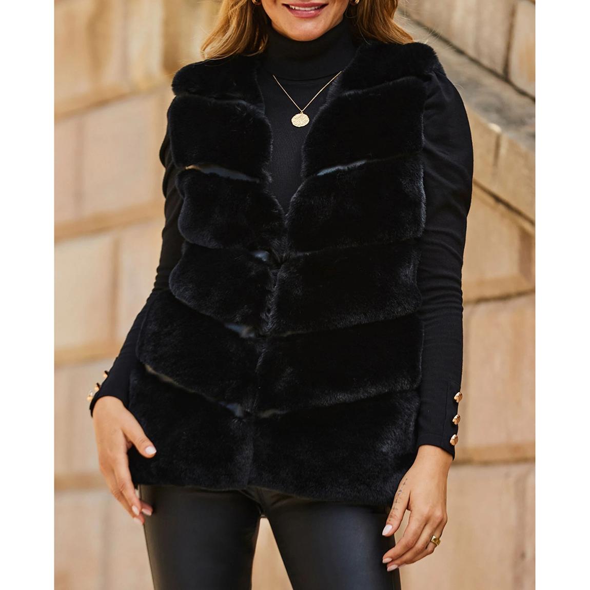 Black Luxe Faux Fur Gilet main product photo