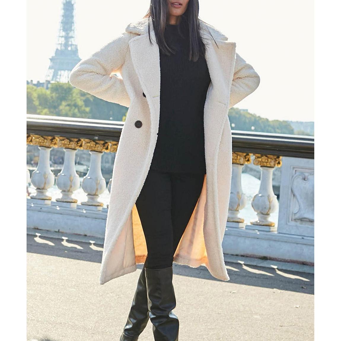 Cream Super Cosy Longline Borg Coat main product photo