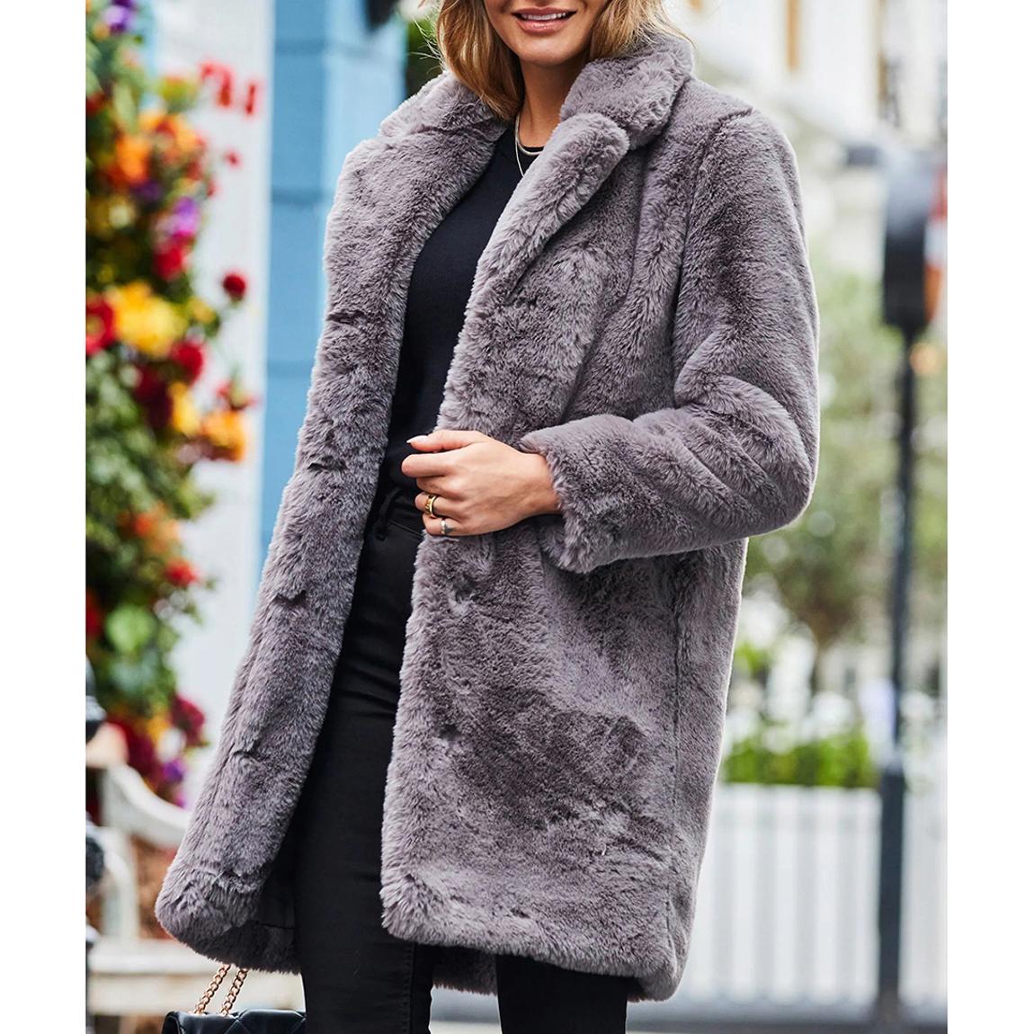 Grey Luxe Faux Fur Coat main product photo