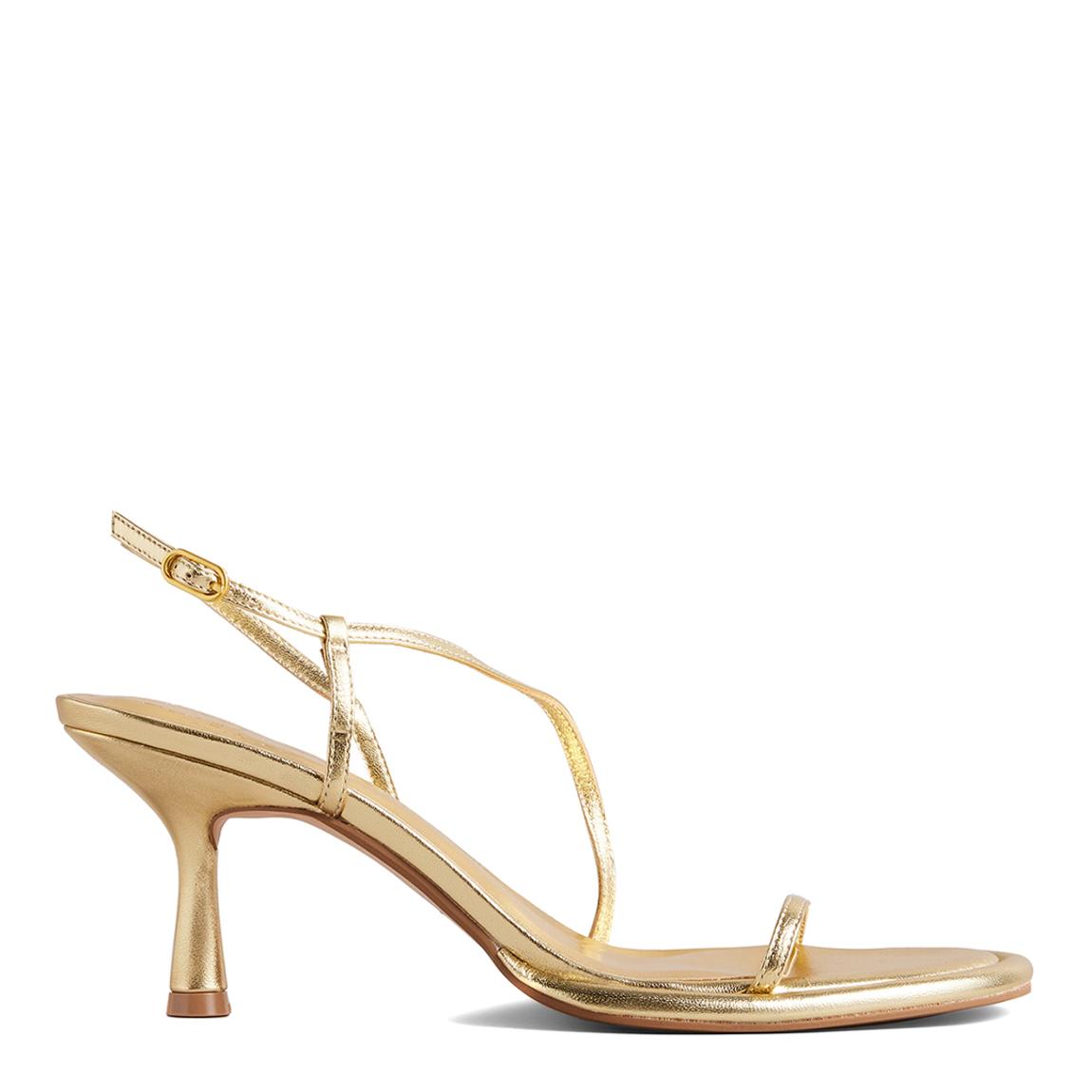 Gold Myloh Leather Kitten Heeled Sandal main product photo