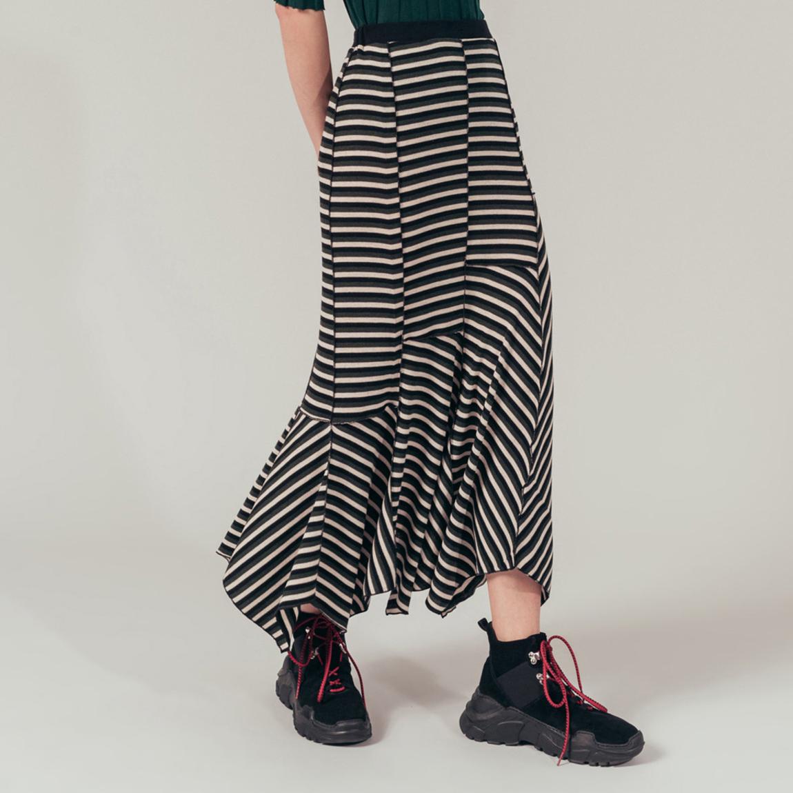 Black Striped Wool Maxi Skirt main product photo