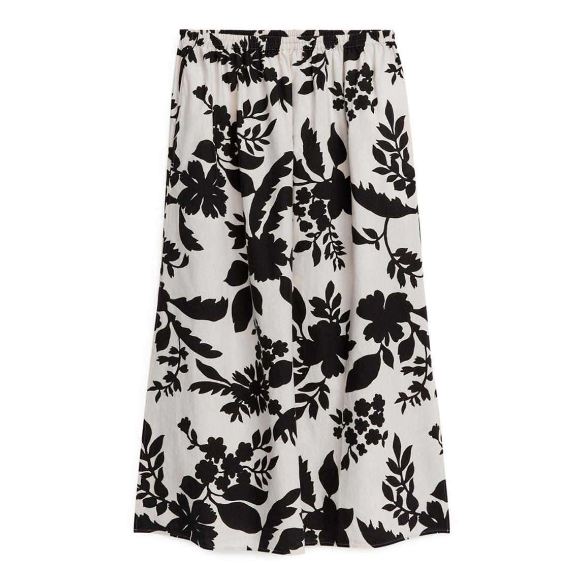 White/Black Printed Cotton Maxi Skirt main product photo