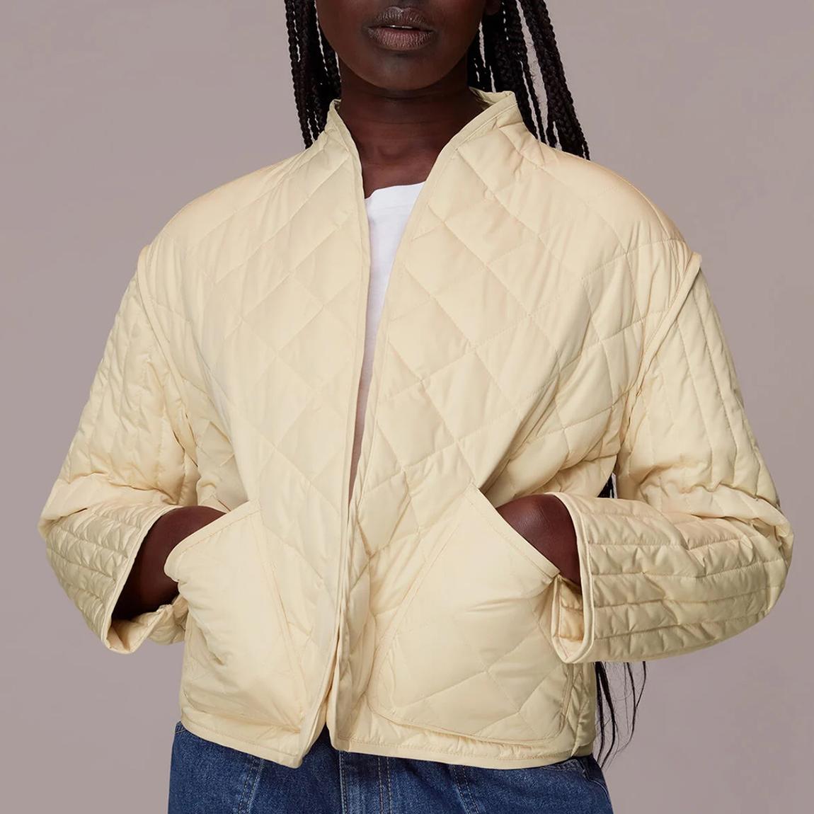 Pale Yellow Lydia Quilted Jacket main product photo