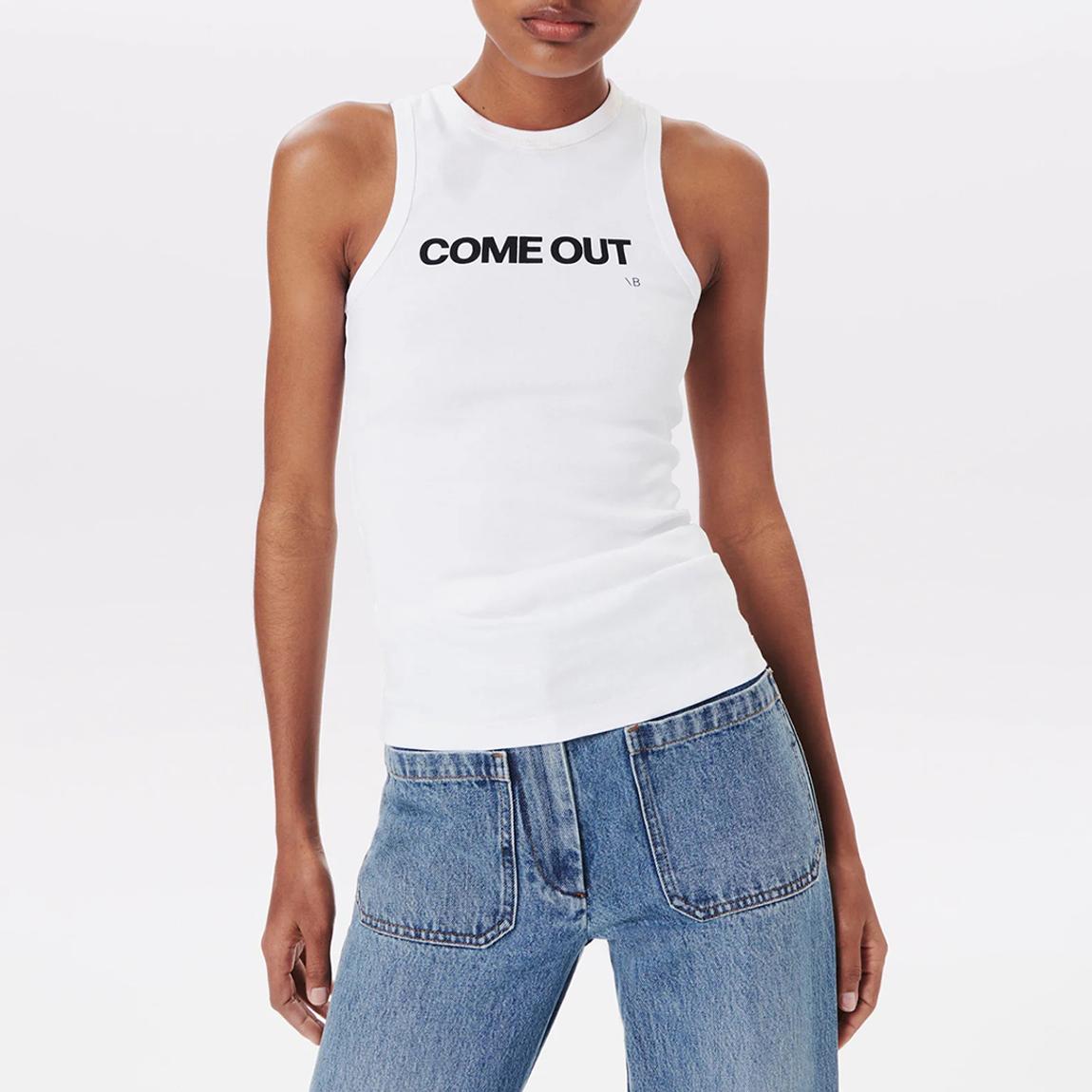 White Pride Text Graphic Cotton Tank Top main product photo
