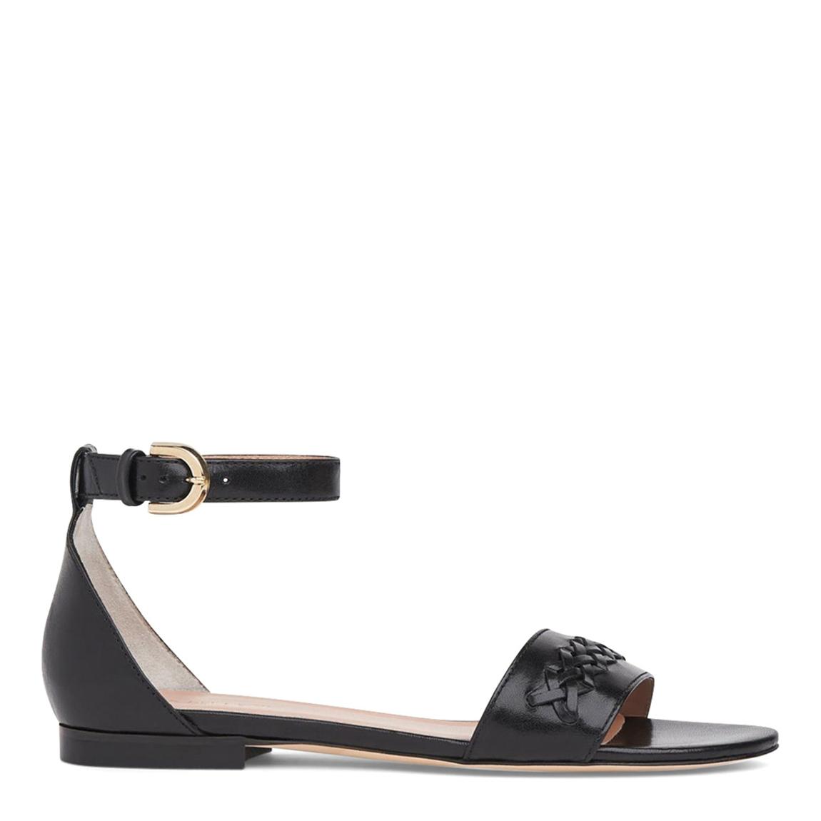 Black Leather Rebecca Weave Detail Sandals main product photo