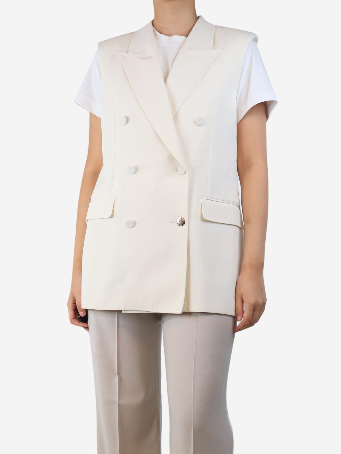 Cream sleeveless double-breasted jacket main product photo