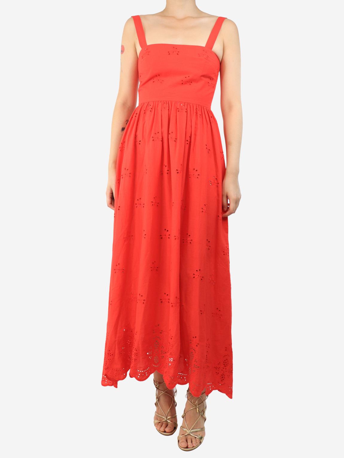 Red broderie maxi dress main product photo