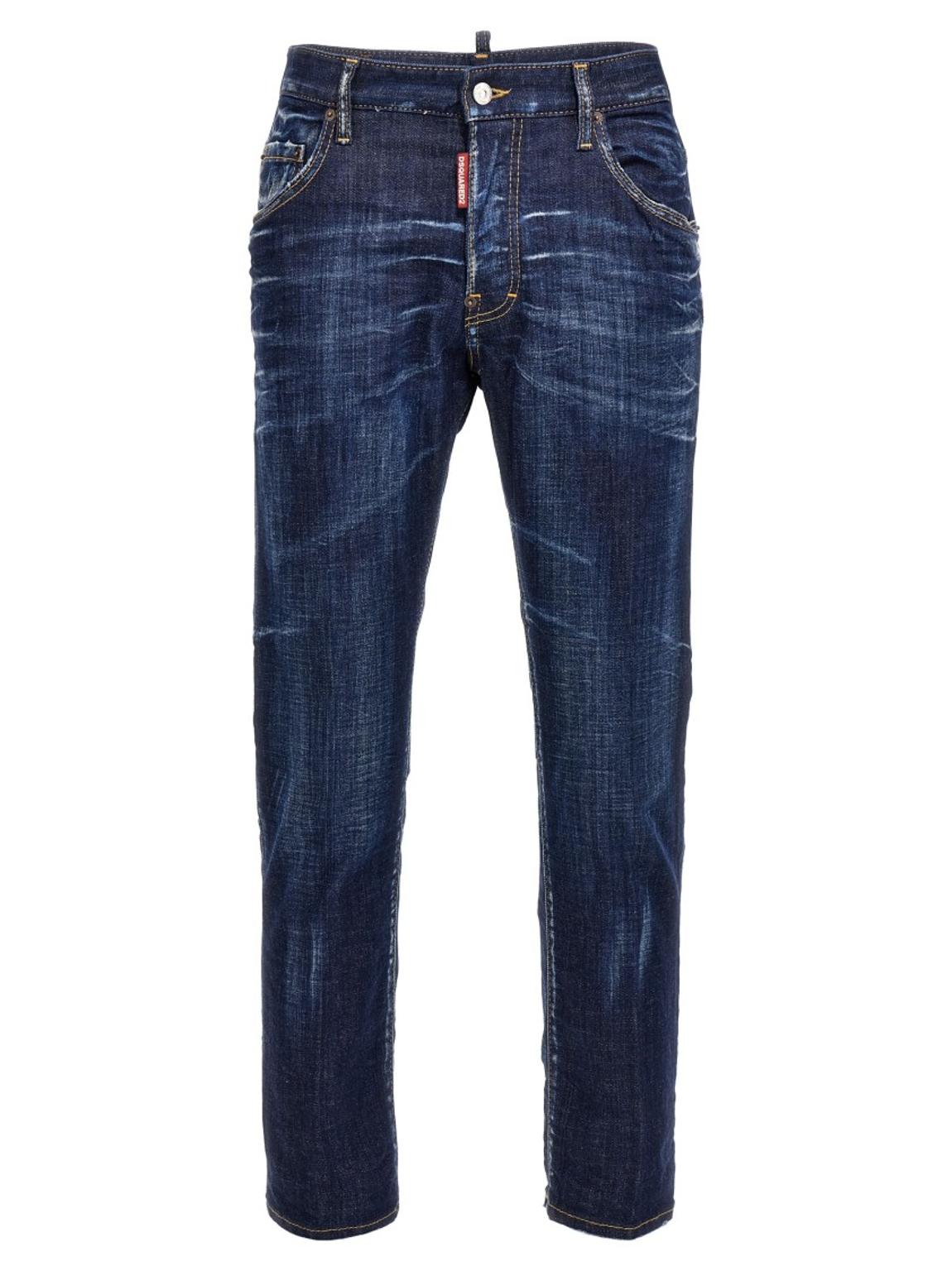 Used-Effect Cotton Denim Skater Jeans main product photo