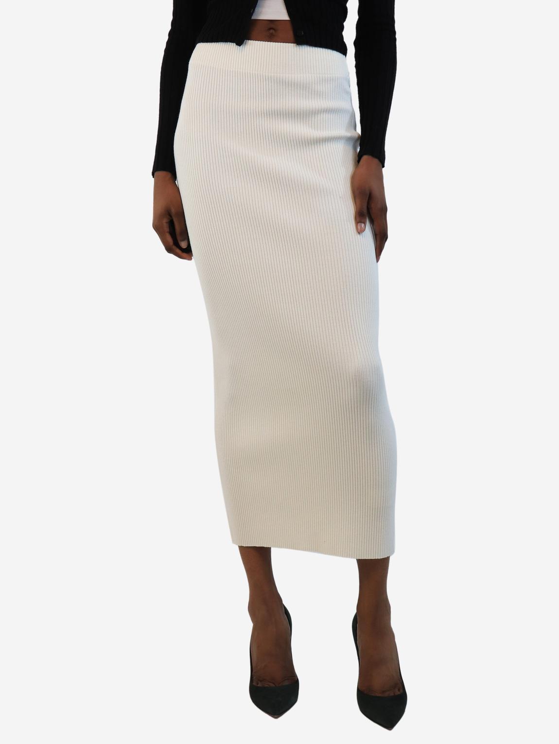 Cream ribbed midi skirt main product photo