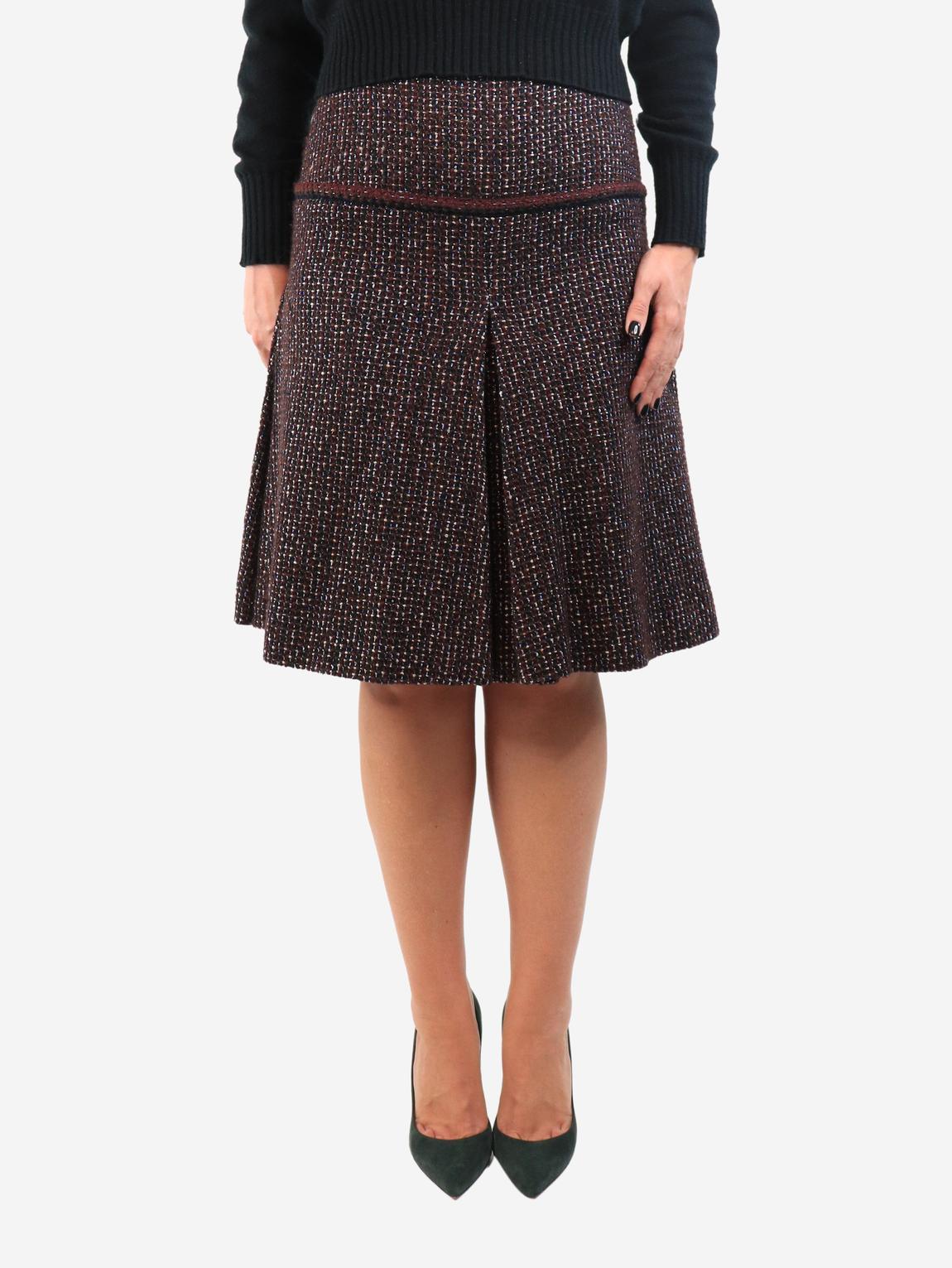 Burgundy lurex tweed skirt main product photo