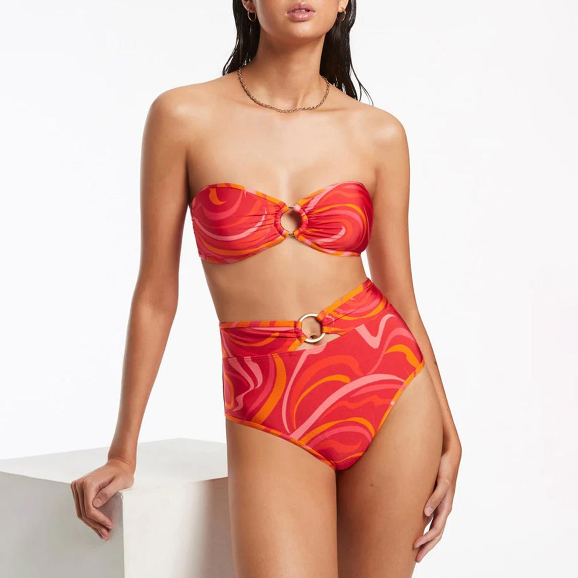 Red Vortici Trim Bandeau Top main product photo