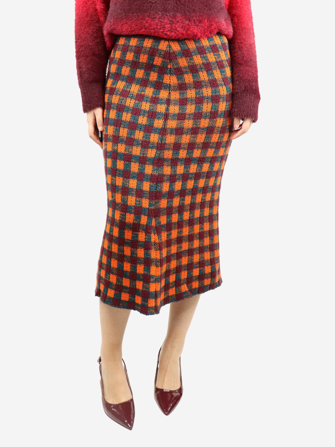 Multicolour midi checked knit skirt main product photo