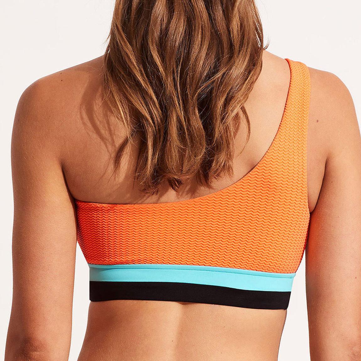 Orange Spliced One Shoulder Bikini Top main product photo