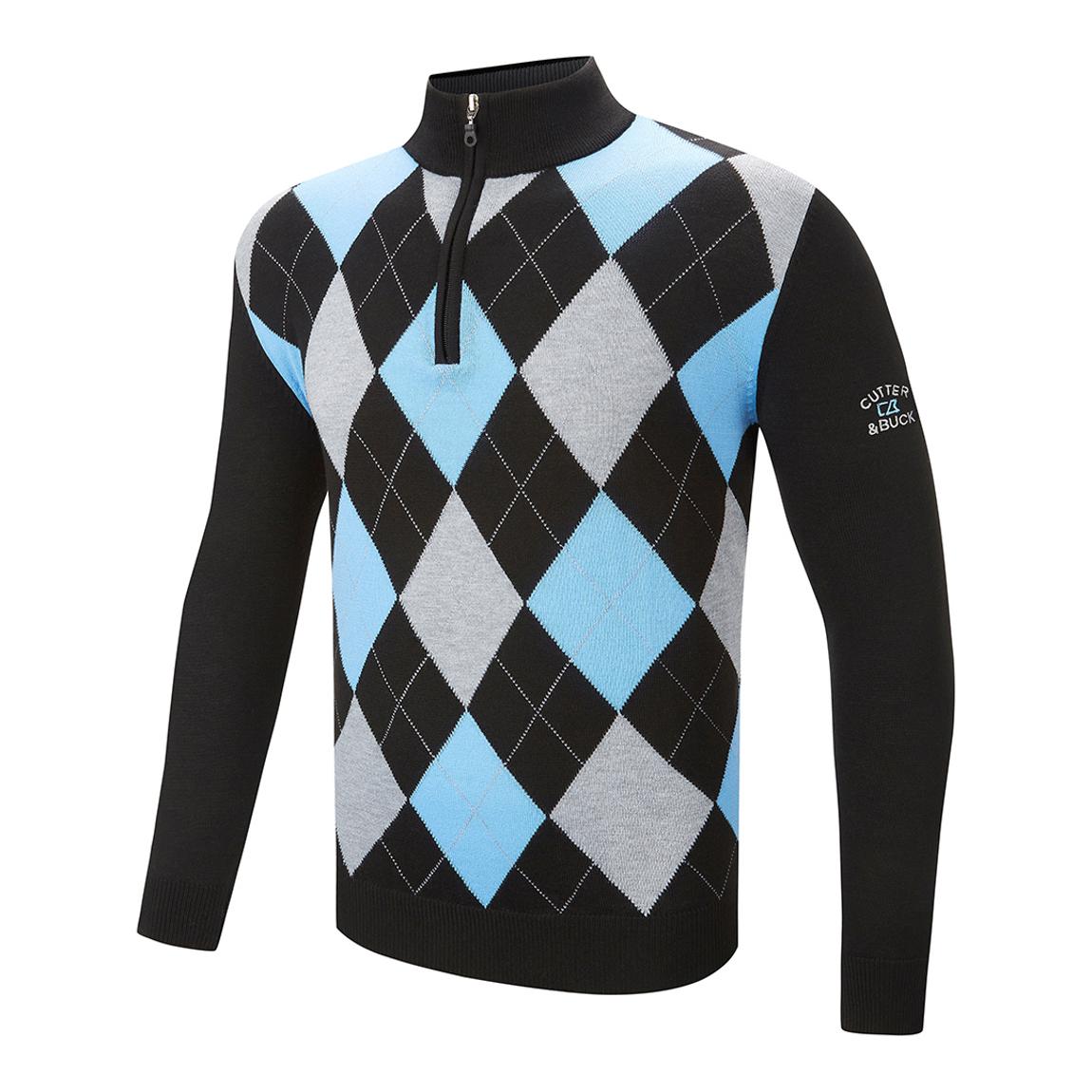 Black Multi Argyle 1/4 Zip Midlayer main product photo