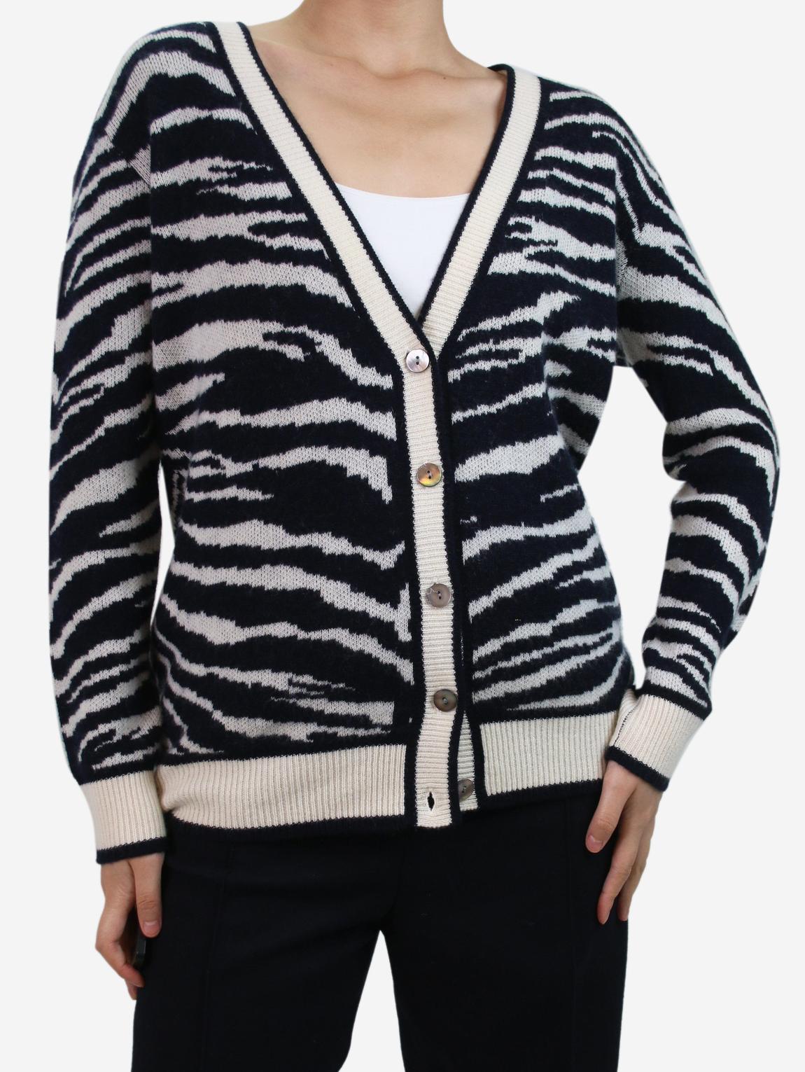 Blue zebra patterned cardigan main product photo