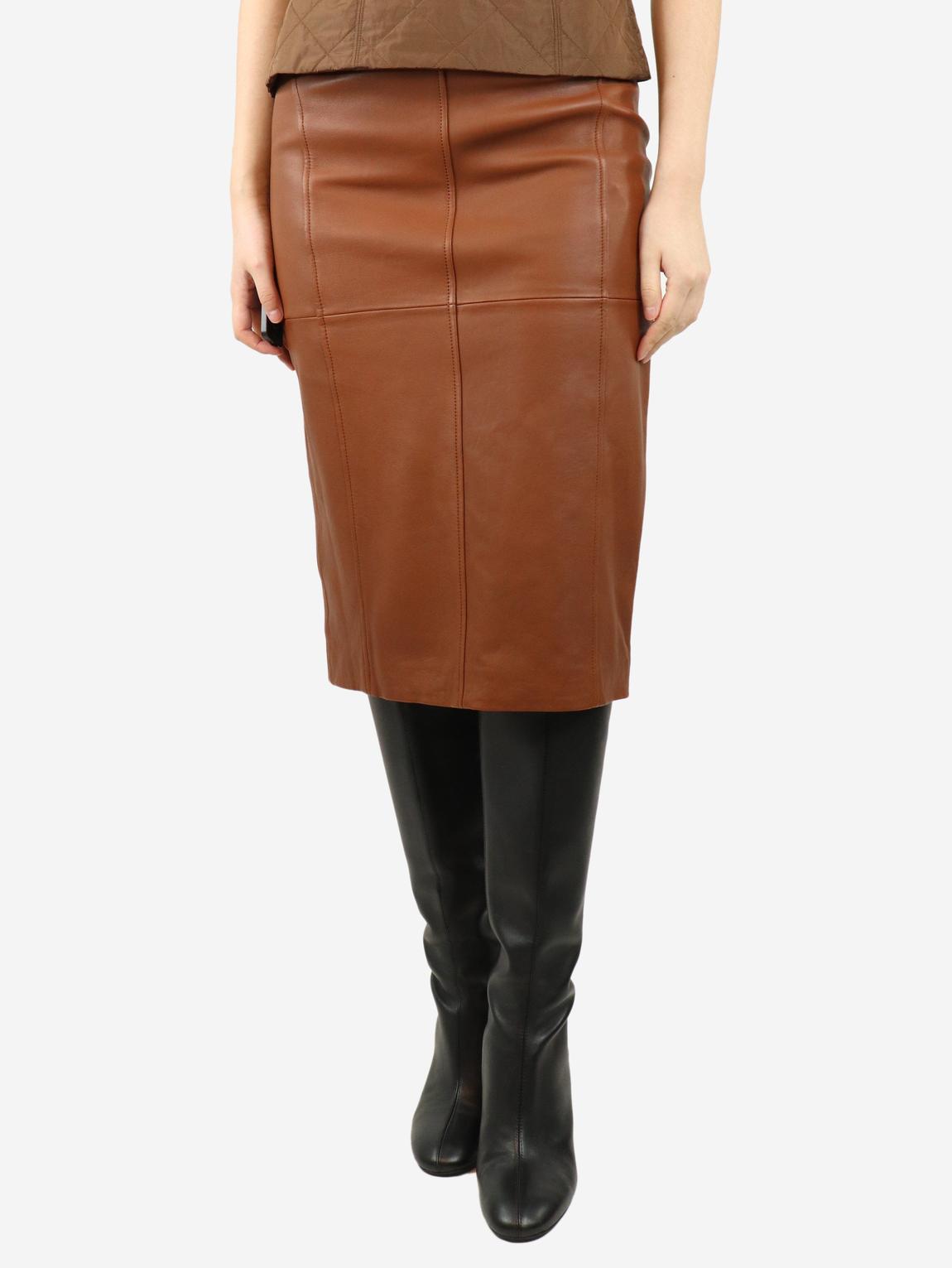 Tan Cloro leather midi skirt main product photo