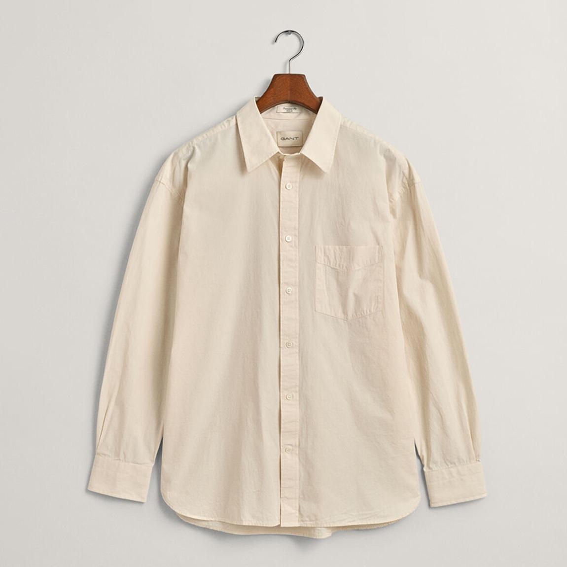 Ecru Compact Poplin Cotton Shirt main product photo