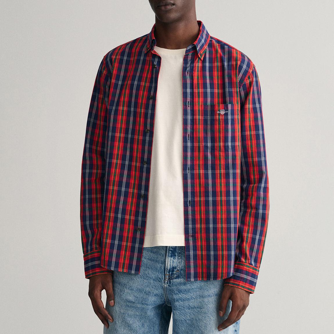 Red/Blue Archive Poplin Check Cotton Shirt main product photo
