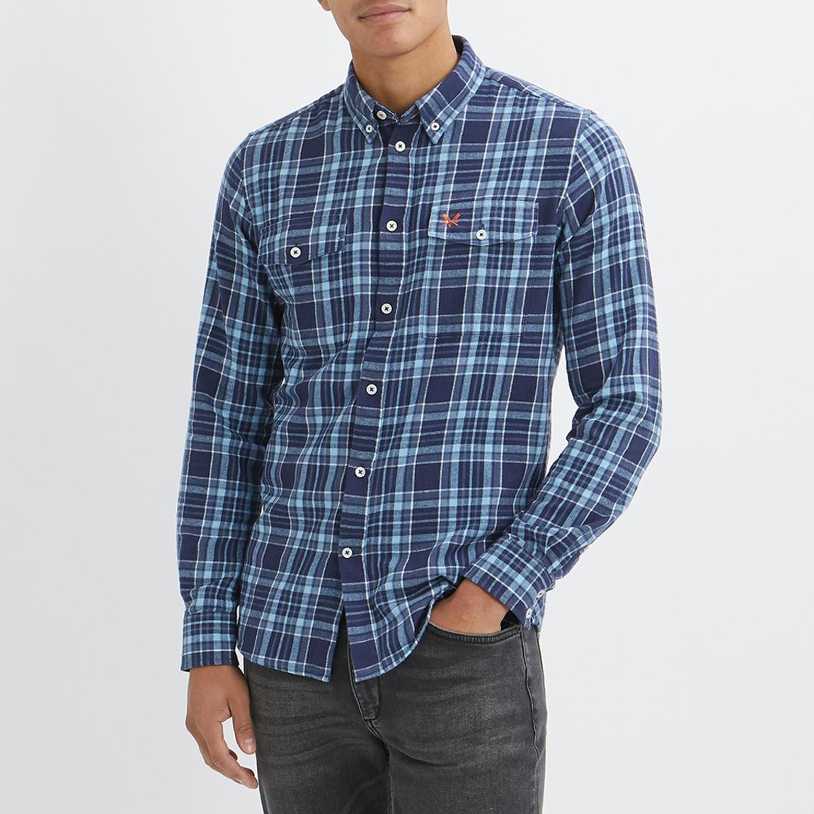 Navy Flannel Cotton Check Shirt main product photo