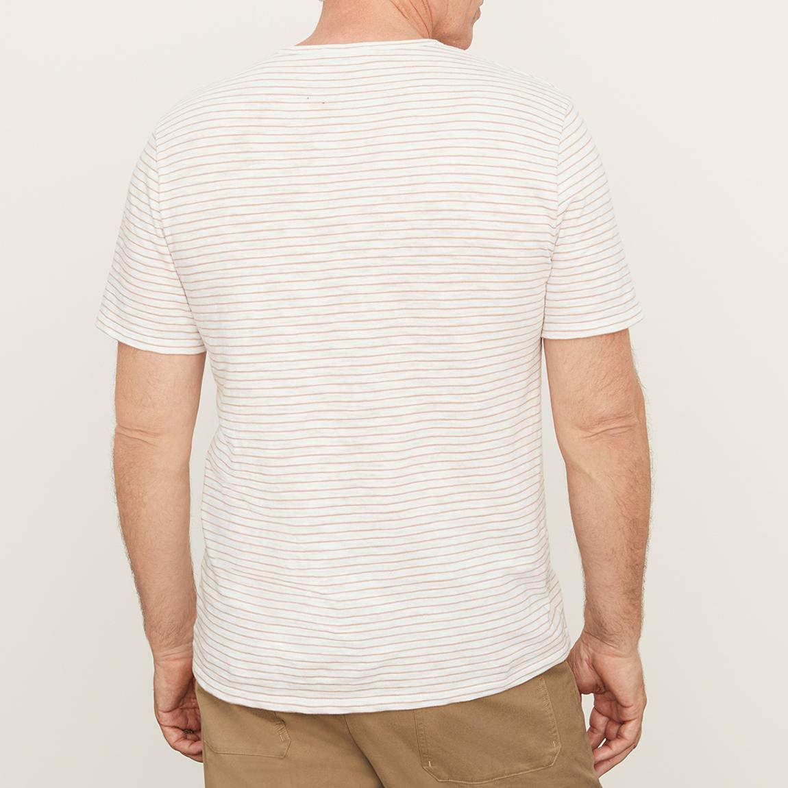 White/Sand Stripe Crew Neck Cotton T-Shirt main product photo