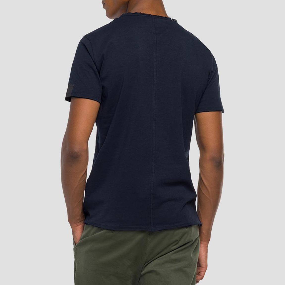 Navy Raw Cut Cotton T-Shirt main product photo