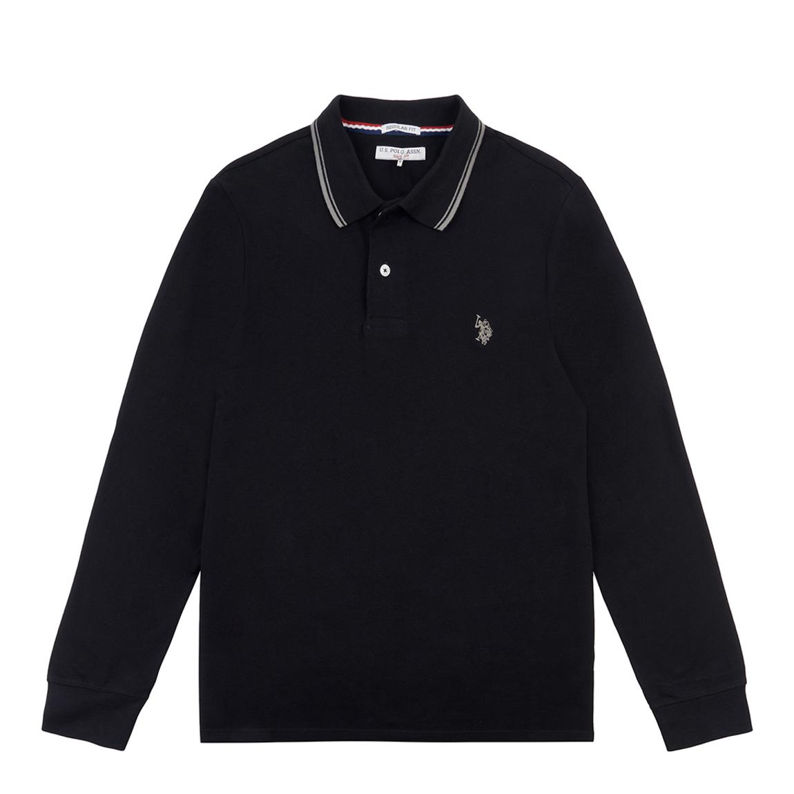 Black Tipped Pique Cotton Polo Shirt main product photo