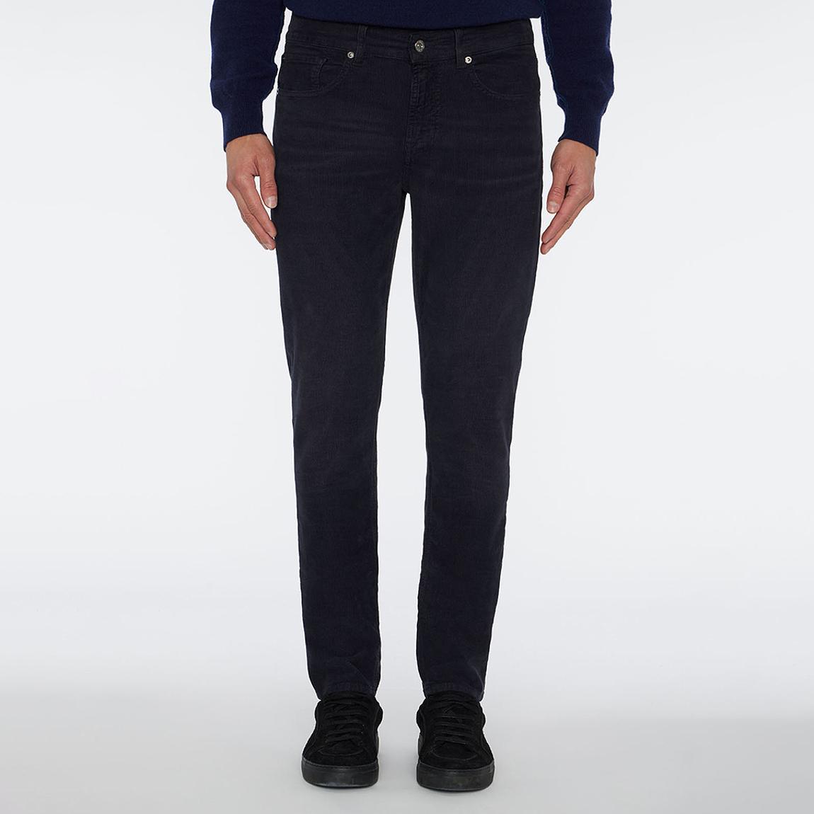 Navy Slim Tapered Cotton Blend Trousers main product photo