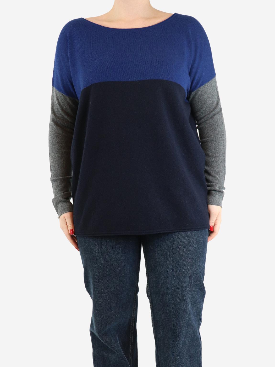 Blue colour-block jumper main product photo