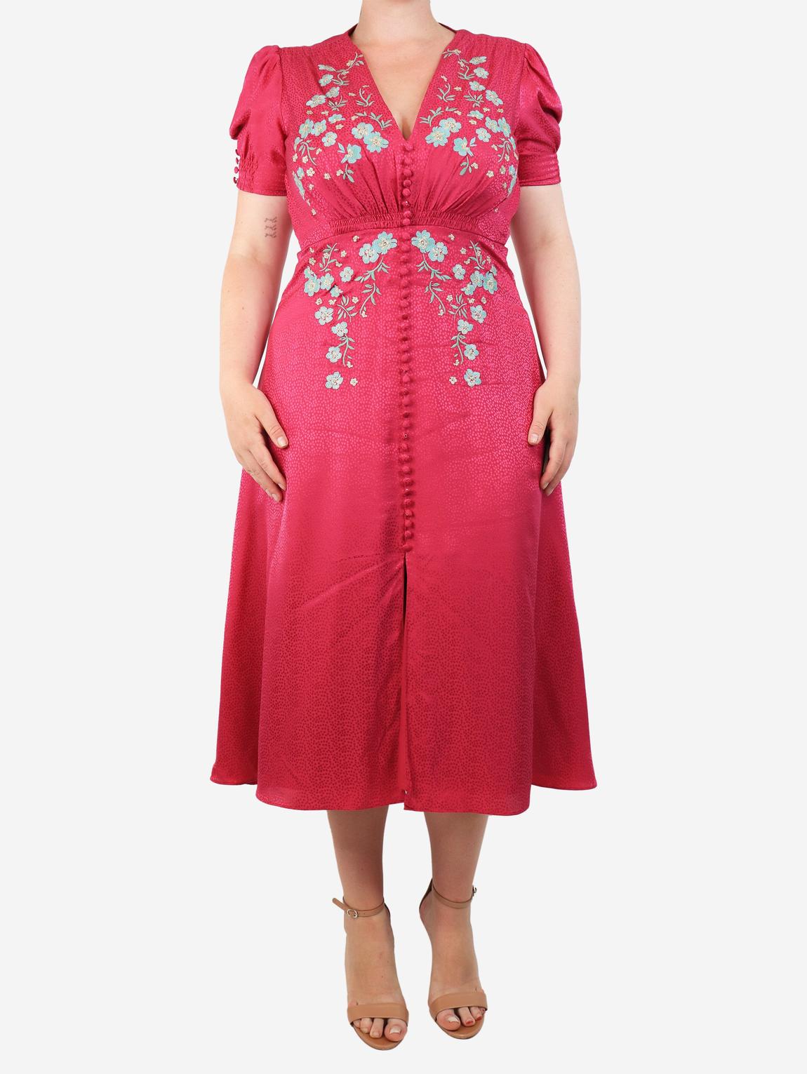 Pink embroidered silk dress main product photo
