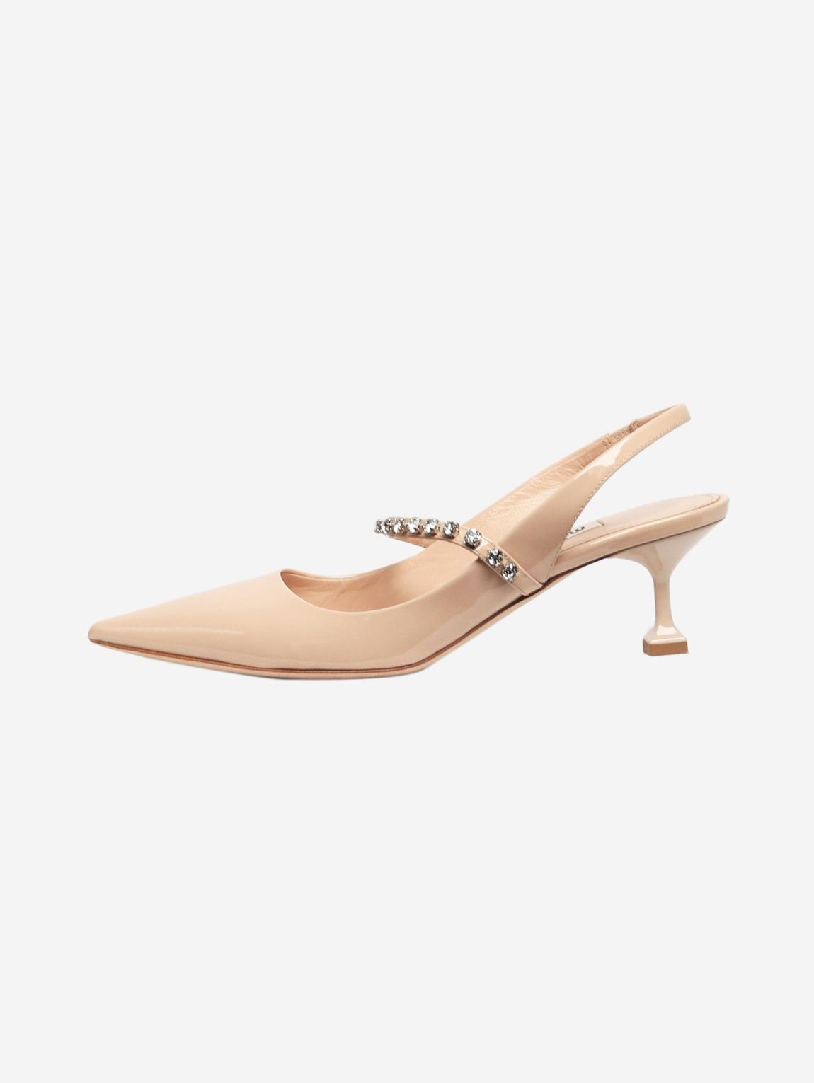 Blush patent diamante slingback heels main product photo