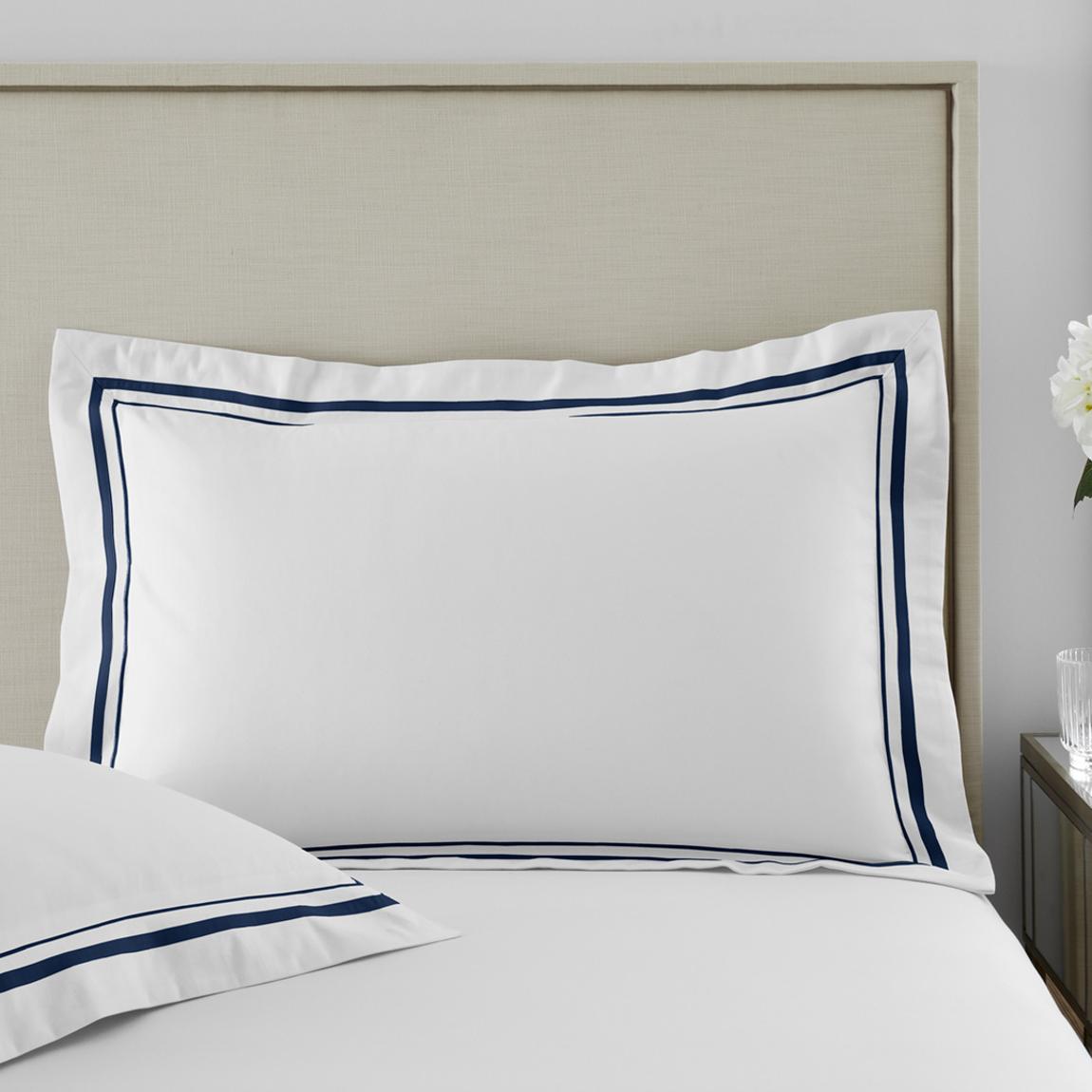 1000TC Pair of Oxford Pillowcases, White/Navy main product photo
