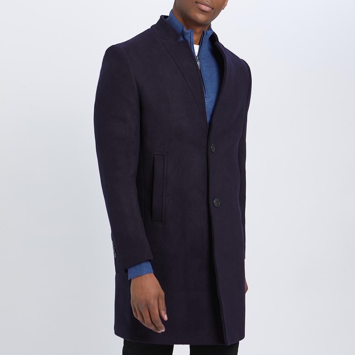 Navy Clemont Wool Blend Coat main product photo