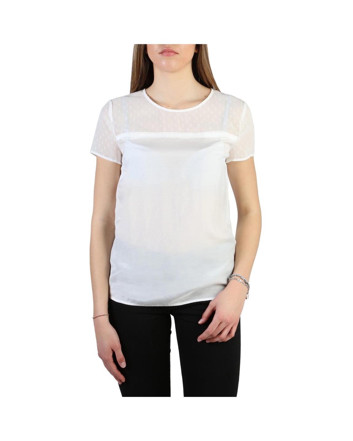 Short Sleeve Dotted Yoke Blouse Wo - White T-Shirts main product photo