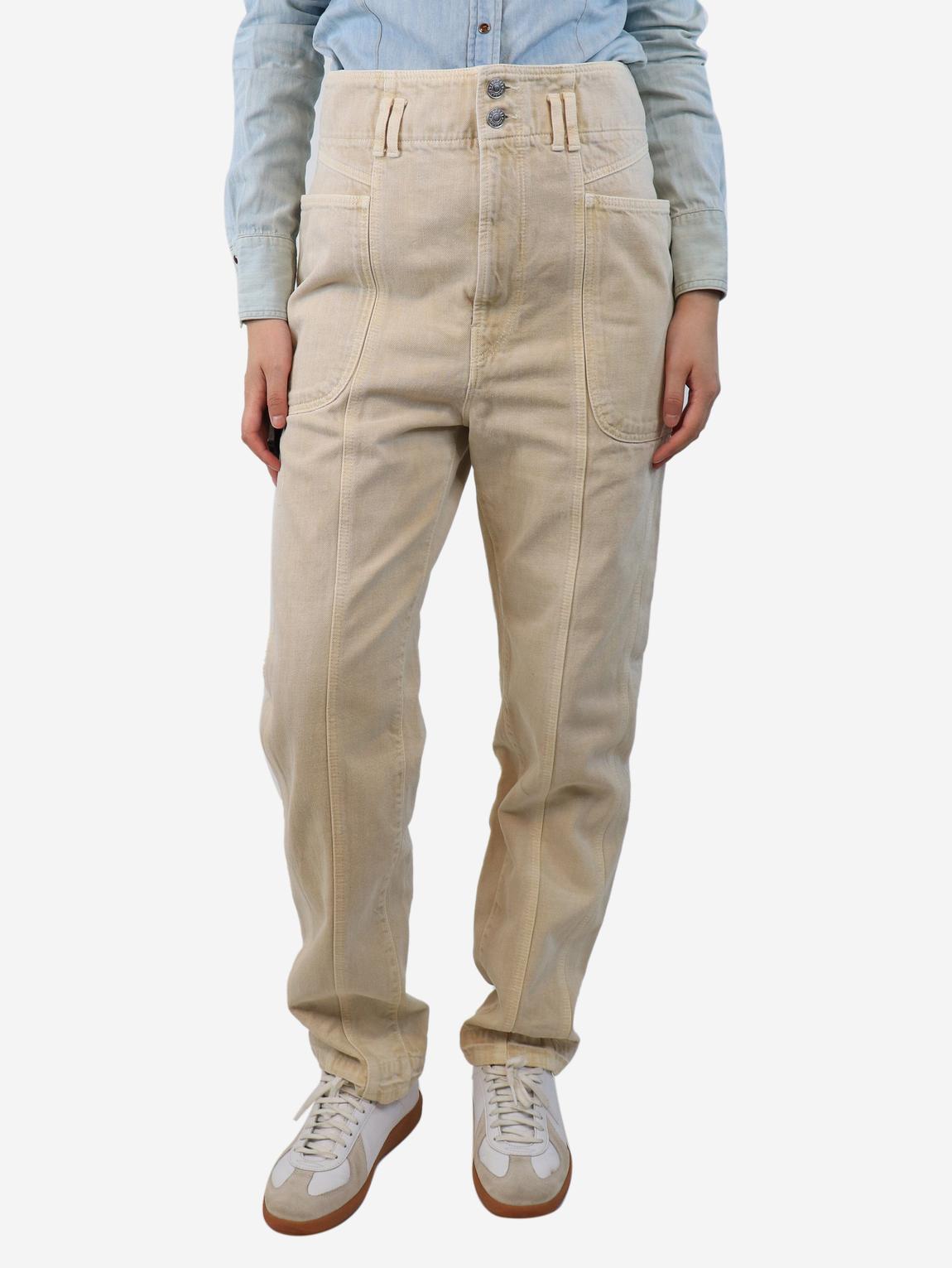 Beige high-waist denim trousers - UK 12 main product photo