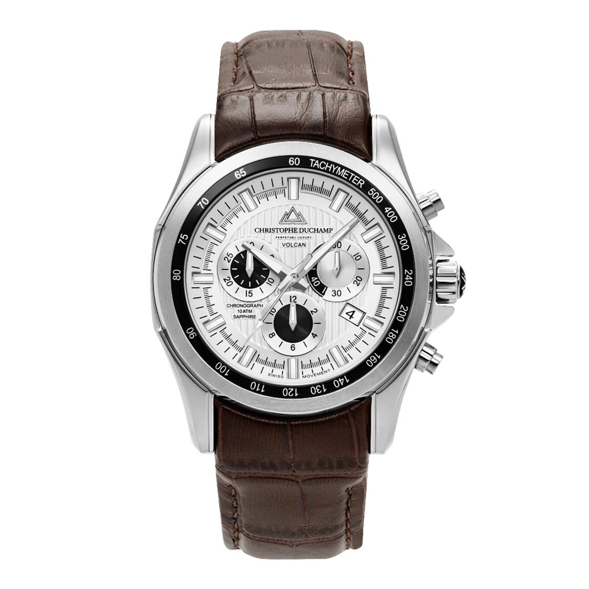 Men's Silver/Brown Volcan Chronograph Watch 44mm main product photo