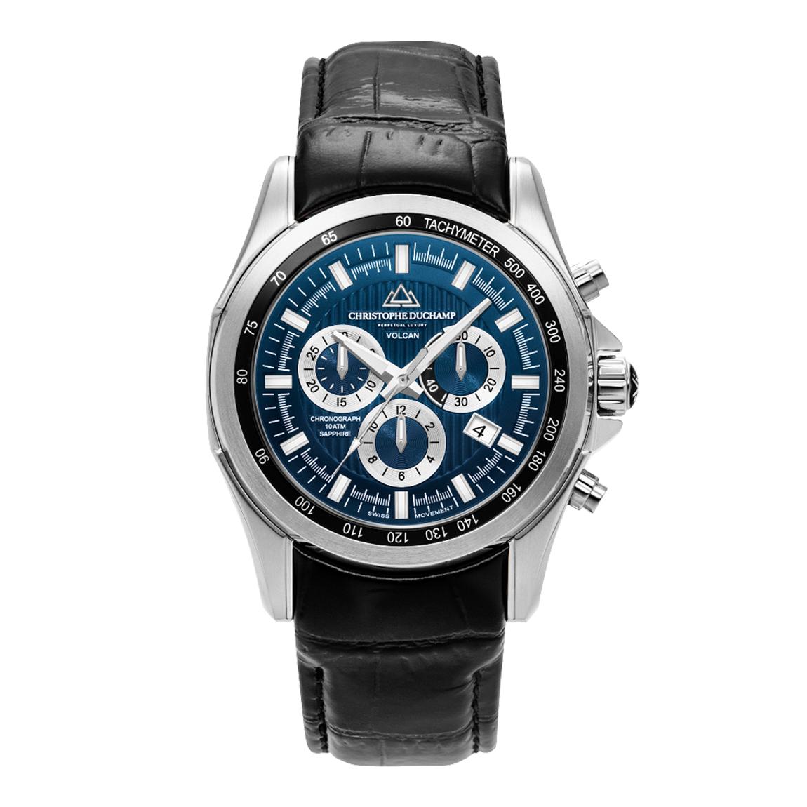 Men's Black /Silver/Blue Volcan Chronograph Watch 44mm main product photo
